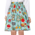 Grace Karin Mulheres Pleated Big Size Saia Vintage Broche 50S 60S Cotton Floral Print Skirt CL6294-6